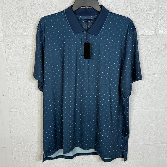 Bonobos Men's Short Sleeve Palm Geo Print Performance Polo Shirt - NAVY XXL - Picture 2 of 8